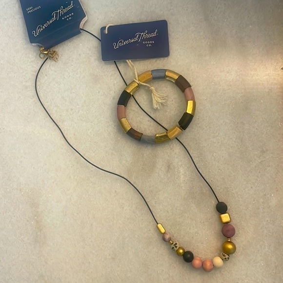 Universal Thread Jewelry set natural semiprecious stone necklace and bracelet - Picture 1 of 6